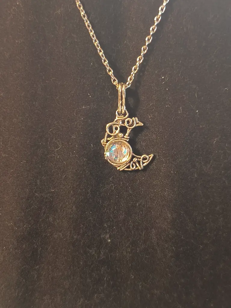 Moon Shaped Rainbow Crystal Necklace