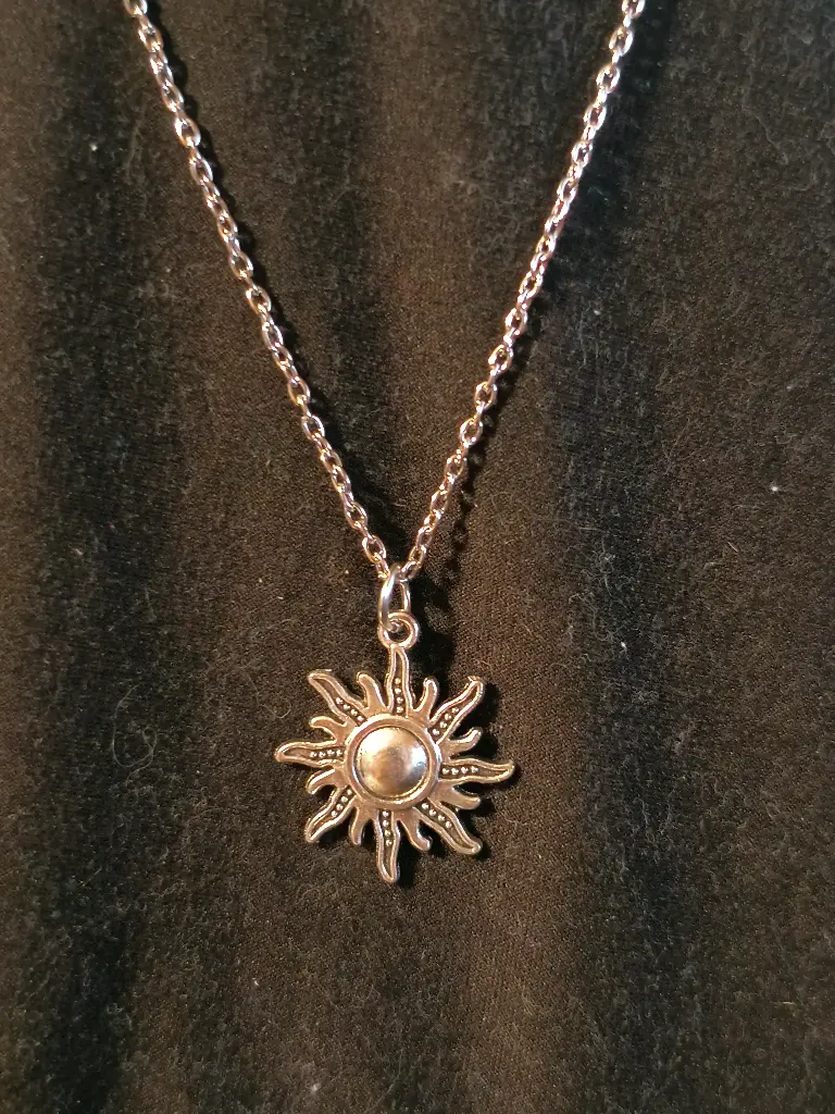 Silver Sun Pendant Necklace 