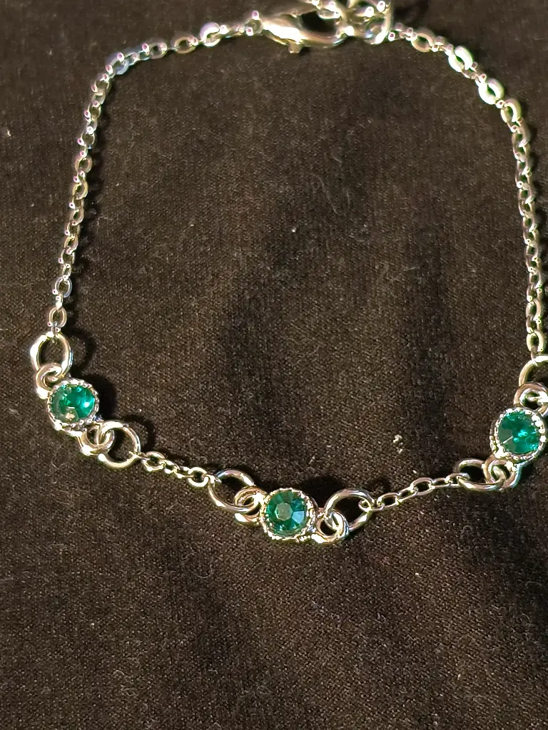 3 Emerald Green Rhinestone Bracelet