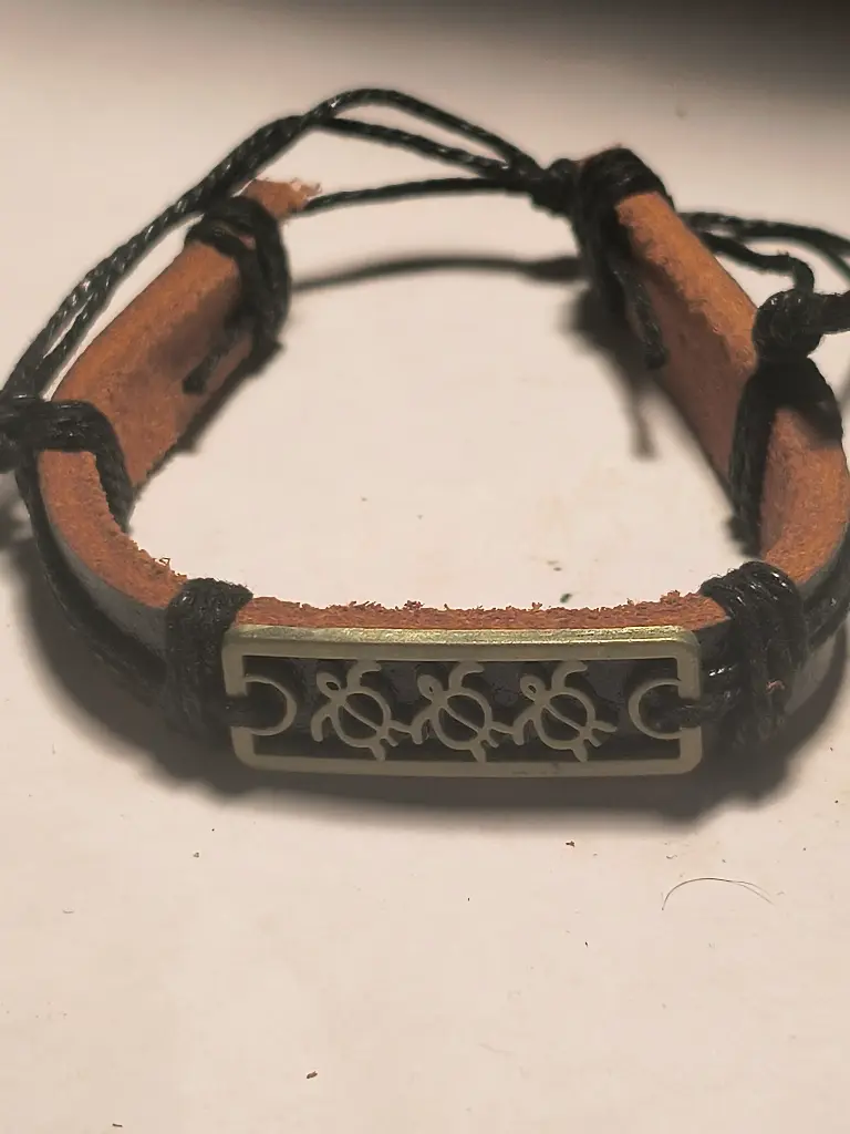 Adjustable Leather Turtle Bracelet