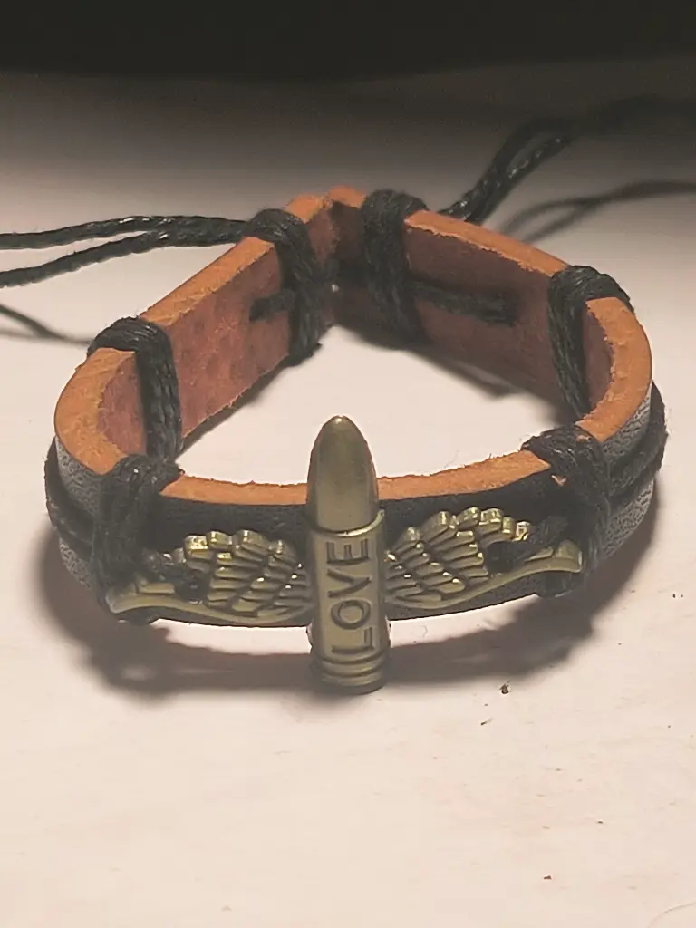 Adjustable Threaded Bullet of Love Leather Bracelet - Unisex 