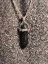 Black Obsidian Pure Crystal Double Point Pendant Necklace 