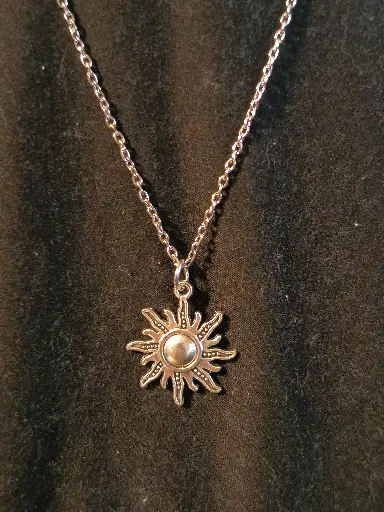 Silver Sun Pendant Necklace 