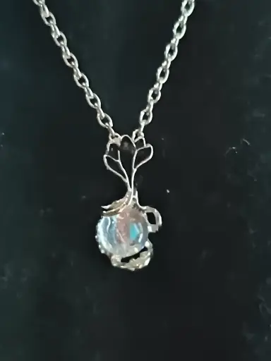 Lotus and Stone Pendant Necklace