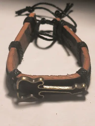 Adjustable Threaded Guitar Leather Bracelet - Unisex 