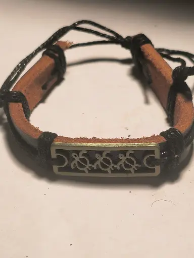Adjustable Leather Turtle Bracelet