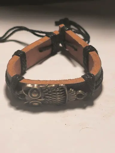 Adjustable Threaded Owl Leather Bracelet - Unisex 